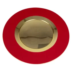 Caspari Bar Tools & Acrylic Barware|Chargers|Red Plate Charger with Gold Interior