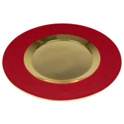 Caspari Bar Tools & Acrylic Barware|Chargers|Red Plate Charger with Gold Interior