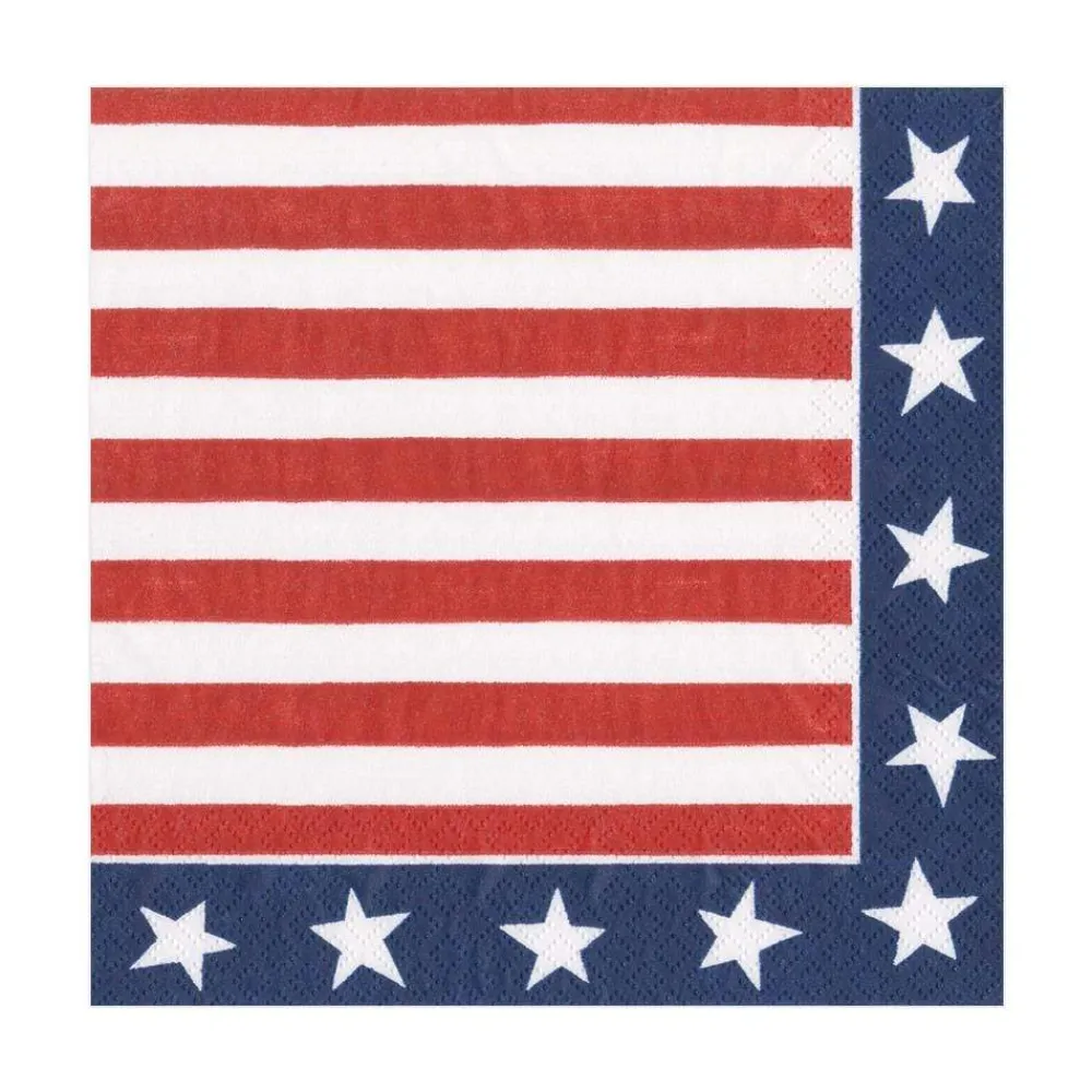 Caspari Fourth Of July|Memorial Day|Red, White & Blue Paper Luncheon Napkins - 20 Per Package