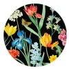 Caspari Lacquerware|Lacquer Trays And Accessories|Redouté Floral Round Lacquer Placemat in Black - 1 Each