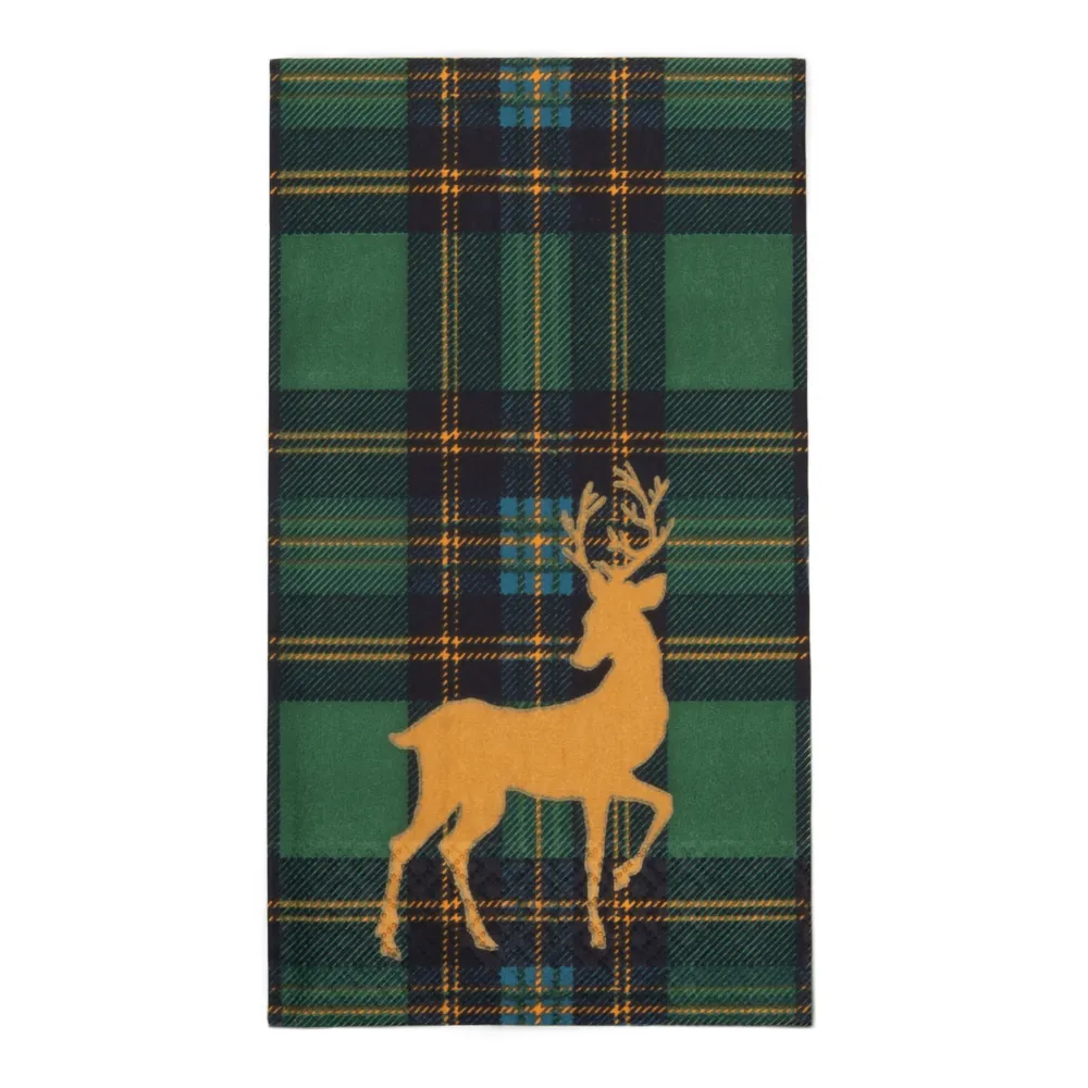 Caspari Paper Guest Towels|Reindeer Tartan Green Guest Towels - includes 15 Guest Towels
