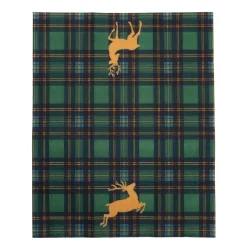 Caspari Paper Guest Towels|Reindeer Tartan Green Guest Towels - includes 15 Guest Towels