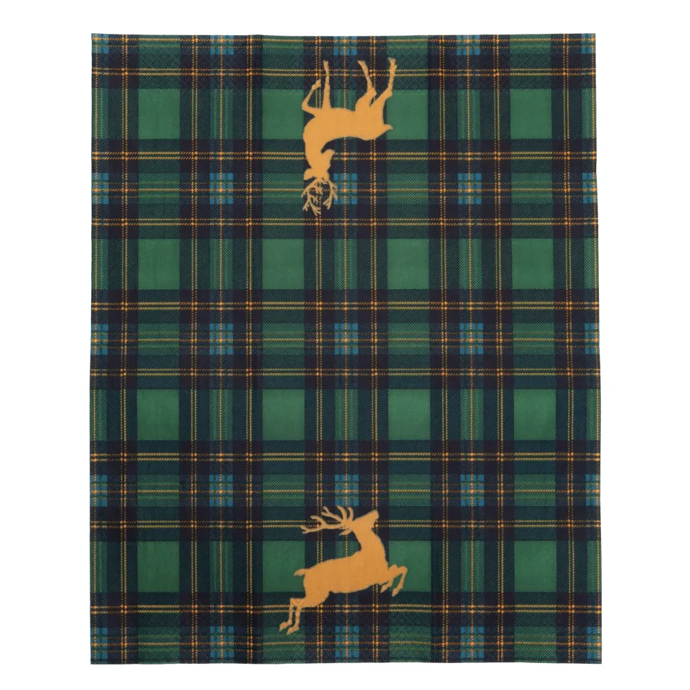 Caspari Paper Guest Towels|Reindeer Tartan Green Guest Towels - includes 15 Guest Towels