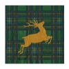 Caspari Paper Luncheon Napkins|Reindeer Tartan Green Luncheon Napkins - includes 20 Luncheon Napkins