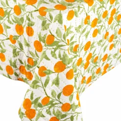 Caspari Tailgates|Easter|Reversible Kantha Table Cover in Orange Grove - 1 Each