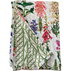 Caspari Tailgates|Easter|Reversible Kantha Table Cover in Foxgloves - 1 Each