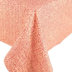 Caspari Tailgates|Summer Picnic|Reversible Kantha Table Cover in Fuchsia Block Print Leaves - 1 Each