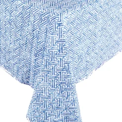 Caspari Tailgates|Memorial Day|Reversible Kantha Table Cover in Blue & White Pagoda Toile - 1 Each