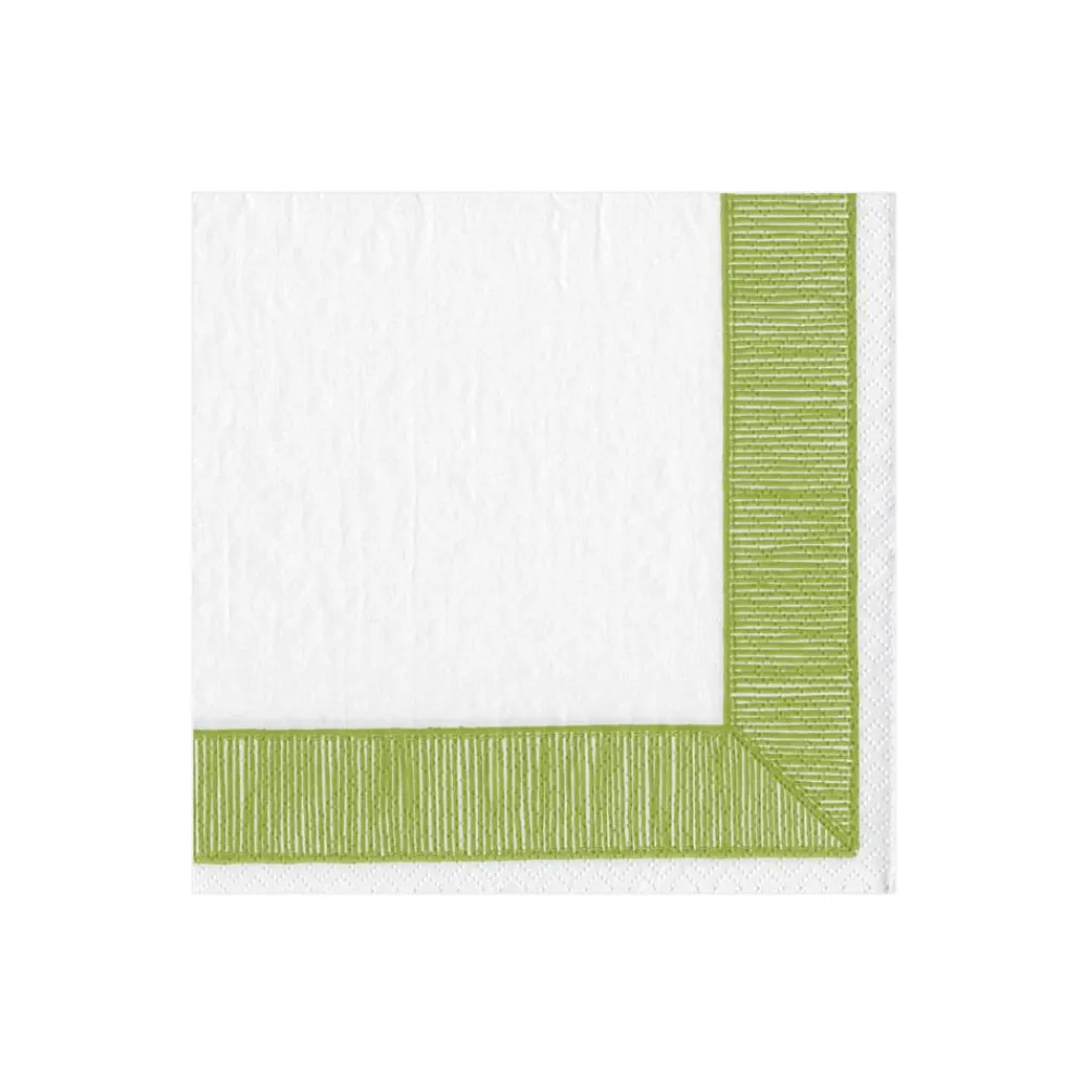 Caspari Engagement Party|Paper Cocktail Napkins|Ribbon Border Paper Cocktail Napkins in Green - 20 Per Package