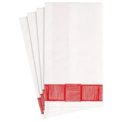Caspari Paper Guest Towels|Ribbon Border Paper Guest Towel Napkins in Red - 15 Per Package