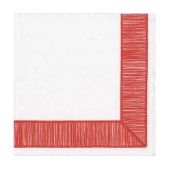 Caspari Paper Luncheon Napkins|Ribbon Border Paper Luncheon Napkins in Red - 20 Per Package
