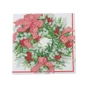 Caspari Christmas Napkins|Paper Cocktail Napkins|Ribbon Stripe Wreath Cocktail Napkins - 20 Per Package