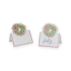 Caspari Christmas Place Cards|Place Cards|Ribbon Stripe Wreath Die-Cut Place Cards - 8 Per Package