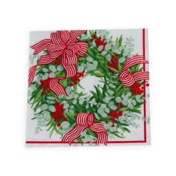 Caspari Paper Dinner Napkins|Ribbon Stripe Wreath Napkin Dinner - 20 Per Package