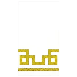 Caspari Christmas Napkins|Engagement Party|Rive Gauche Paper Guest Towel Napkins in Gold & White - 15 Per Package