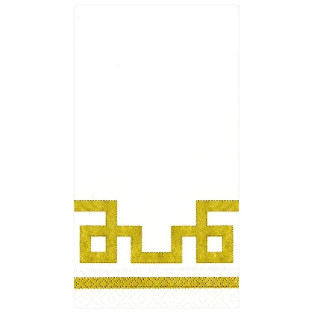 Caspari Christmas Napkins|Engagement Party|Rive Gauche Paper Guest Towel Napkins in Gold & White - 15 Per Package