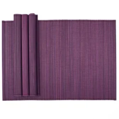 Caspari Placemats|Paper Placemats|Roll-Up Bamboo Placemats in Aubergine - Set of 4