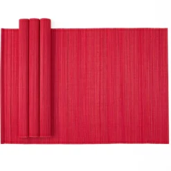 Caspari Christmas Placemats & Coasters|Placemats|Roll-Up Bamboo Placemats in Red - Set of 4