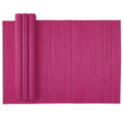 Caspari Placemats|Paper Placemats|Roll-Up Bamboo Placemats in Fuchsia - Set of 4