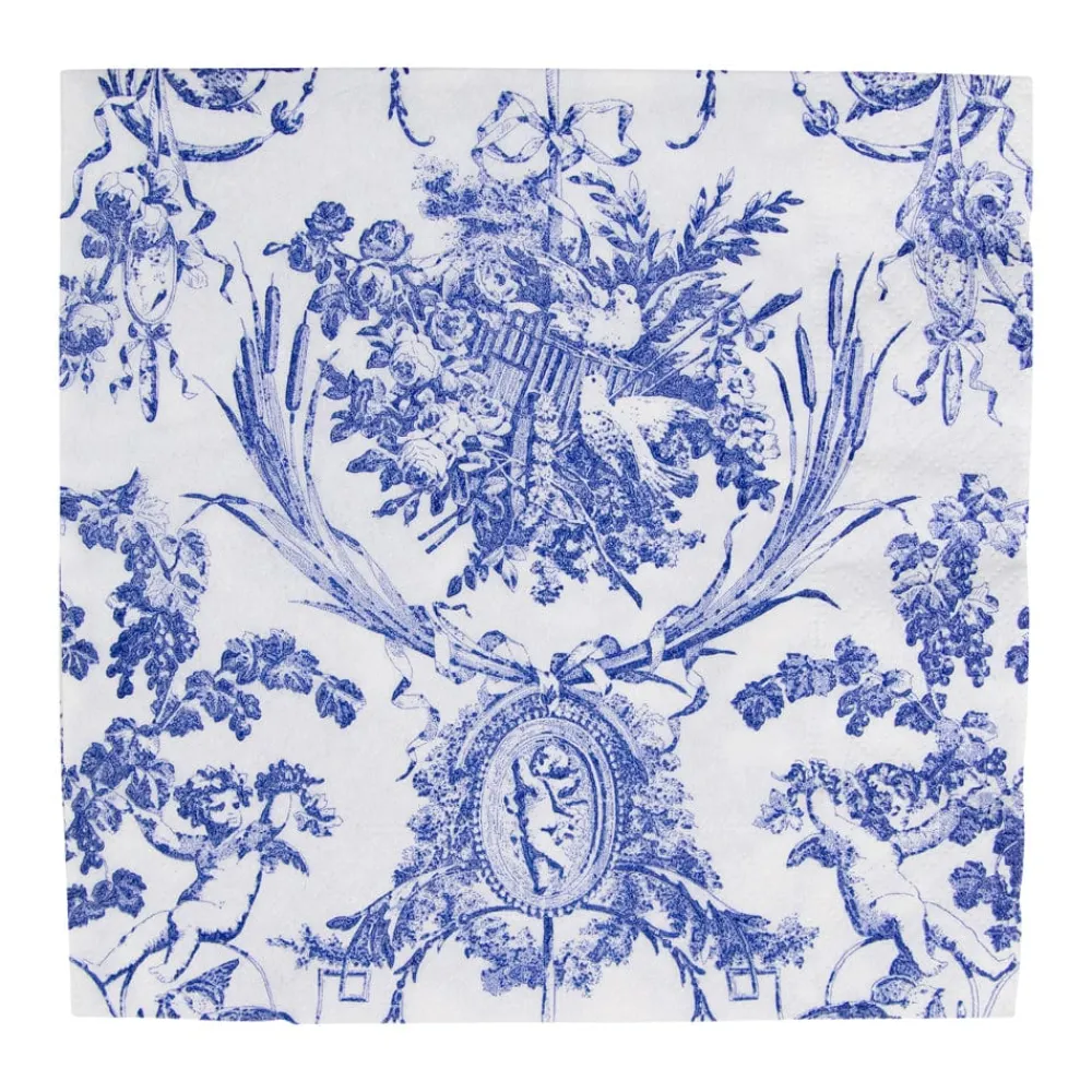 Caspari Paper Luncheon Napkins|Romantic Toile Blue Luncheon Napkins - 20 Per Package