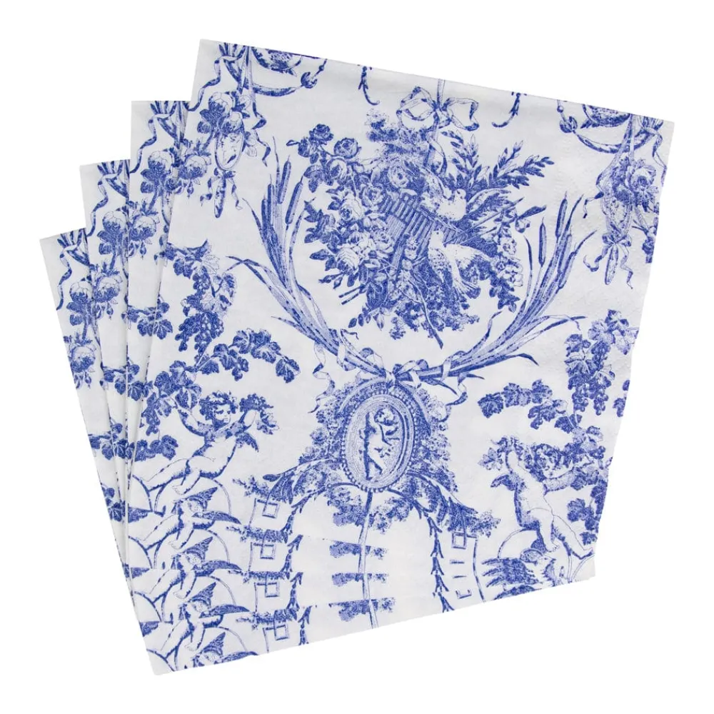 Caspari Paper Luncheon Napkins|Romantic Toile Blue Luncheon Napkins - 20 Per Package