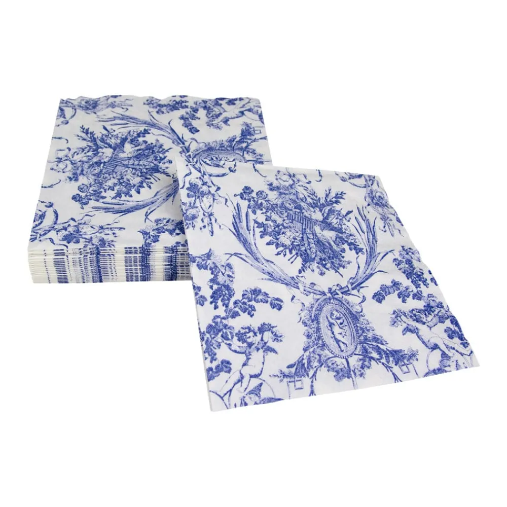 Caspari Paper Luncheon Napkins|Romantic Toile Blue Luncheon Napkins - 20 Per Package
