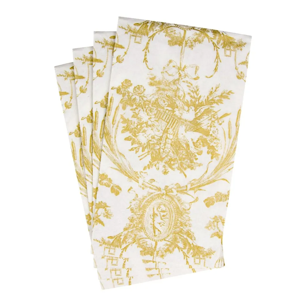 Caspari Paper Guest Towels|Romantic Toile Gold Guest Towel Napkins - 15 Per Package