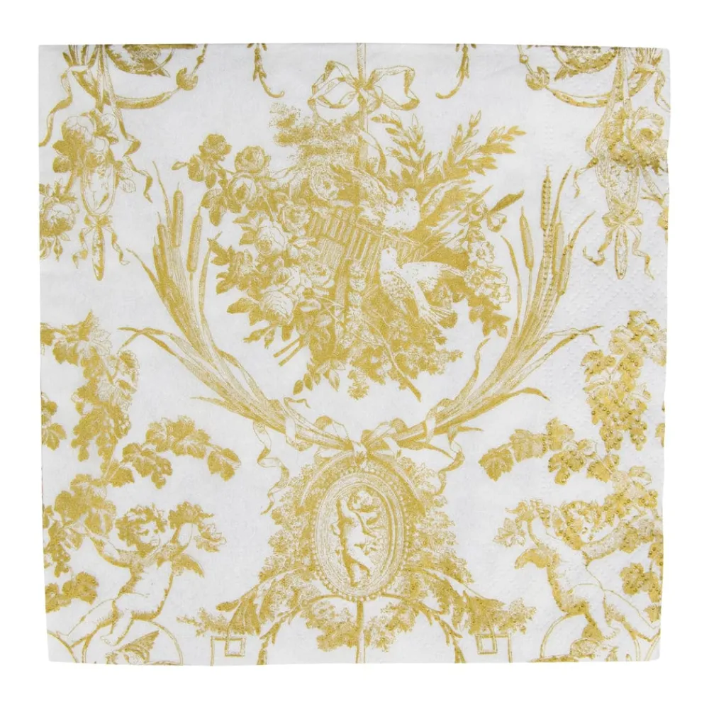 Caspari Paper Luncheon Napkins|Romantic Toile Gold Luncheon Napkins - 20 Per Package