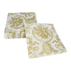 Caspari Paper Luncheon Napkins|Romantic Toile Gold Luncheon Napkins - 20 Per Package