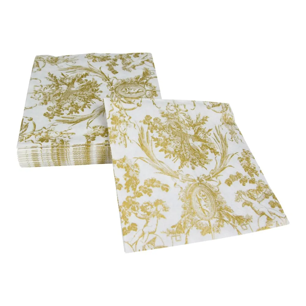 Caspari Paper Luncheon Napkins|Romantic Toile Gold Luncheon Napkins - 20 Per Package