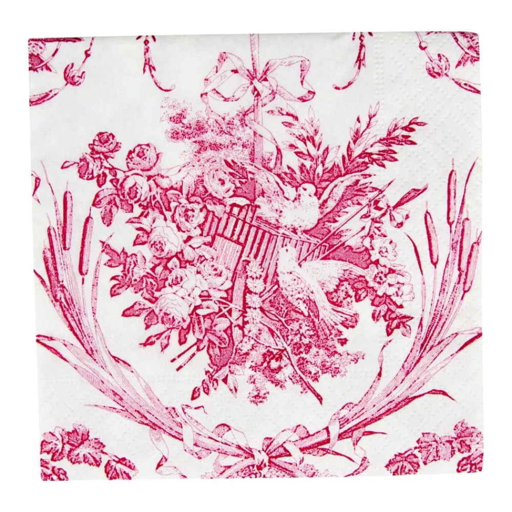 Caspari Paper Cocktail Napkins|Romantic Toile Rose Cocktail Napkins - 20 Per Package