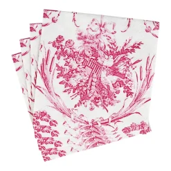 Caspari Paper Cocktail Napkins|Romantic Toile Rose Cocktail Napkins - 20 Per Package