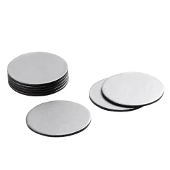 Caspari Christmas Placemats & Coasters|Hanukkah|Round Luster Felt-Backed Coasters in Silver - 8 Per Box