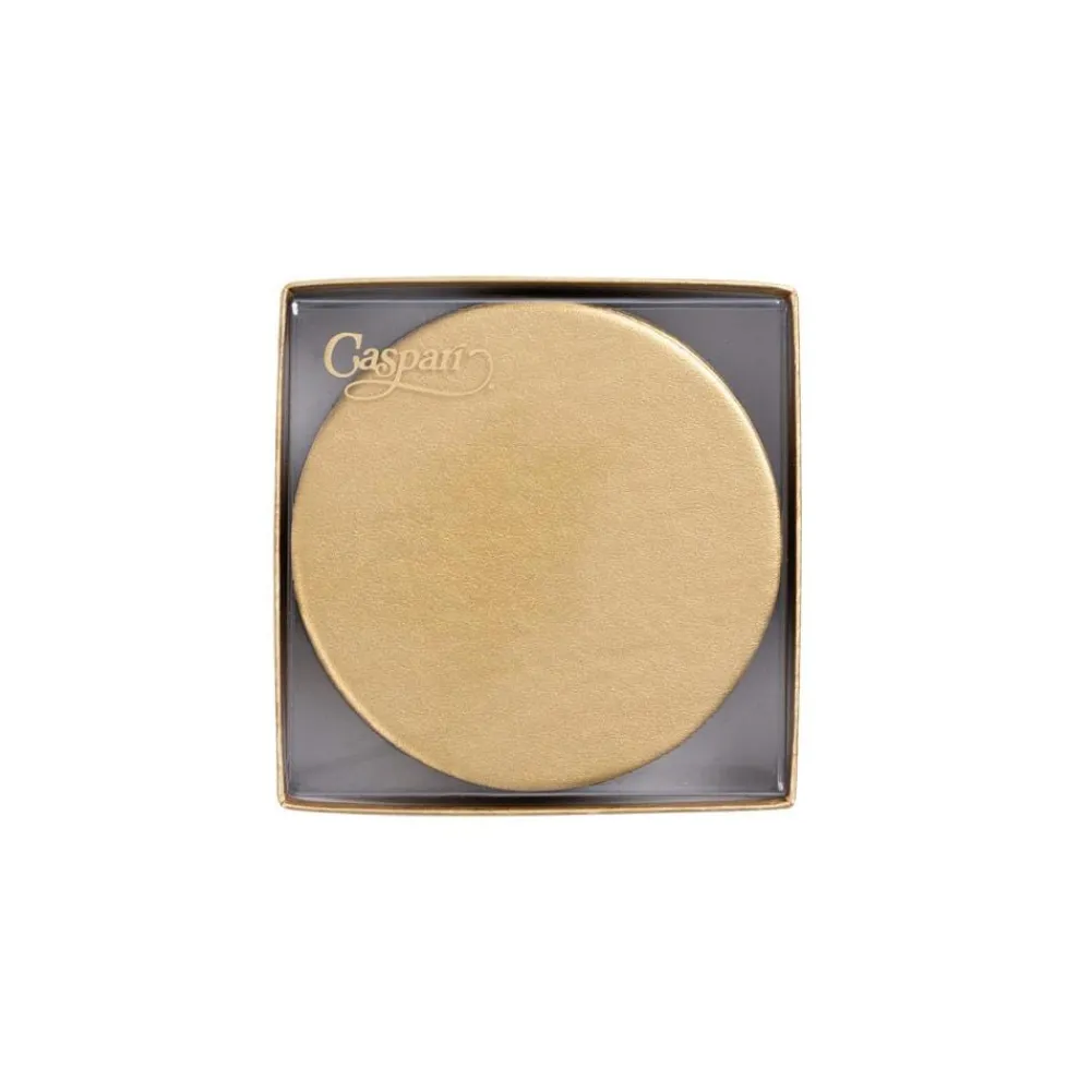 Caspari Coasters|Round Luster Felt-Backed Coasters in Gold - 8 Per Box