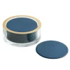 Caspari Cocktail Party|Father'S Day|Round Snakeskin Felt-Backed Coasters & Holder Gift Set in Navy Blue