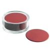 Caspari Father'S Day|Mother'S Day|Round Snakeskin Felt-Backed Coasters & Holder Gift Set in Crimson