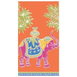 Caspari Paper Guest Towels|Royal Elephant Paper Guest Towel Napkins in Orange - 15 Per Package