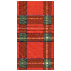 Caspari Christmas Napkins|Tailgates|Royal Plaid Paper Guest Towel Napkins - 15 Per Package