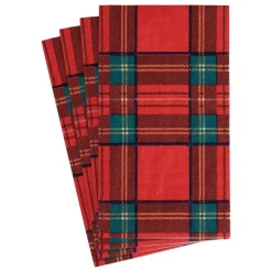 Caspari Christmas Napkins|Tailgates|Royal Plaid Paper Guest Towel Napkins - 15 Per Package
