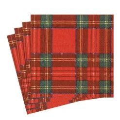 Caspari Christmas Napkins|Tailgates|Royal Plaid Paper Luncheon Napkins - 20 Per Package