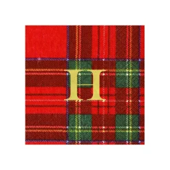 Personalization by Caspari Christmas Napkins|Royal Plaid Personalized Cocktail Napkins
