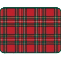 Caspari Christmas Placemats & Coasters|Paper Placemats|Royal Plaid Rectangle Paper Placemats - 12 Per Package