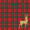Caspari Christmas Gift & Bottle Bags|Gift & Bottle Bags|Royal Plaid Reindeer Gift Bags - includes 1 Gift Bags