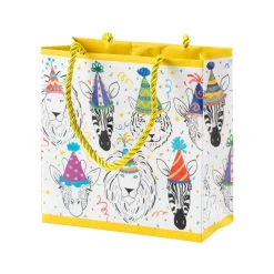 Caspari Gift & Bottle Bags|Safari Birthday Small Square Gift Bag - 6 Each