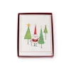 Caspari Christmas And Holiday Cards|Boxed Holiday Cards|Santa And Little Trees Petite Boxed Christmas Cards - includes 15 cards & envelopes