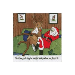 Caspari Boxed Cocktail Napkins|Santa At Home Boxed Cocktail Napkins - includes 12 Boxed Cocktail Napkins