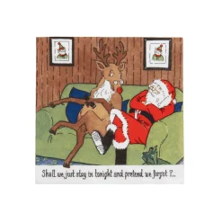 Caspari Paper Cocktail Napkins|Santa At Home Cocktail Napkins - includes 20 Cocktail Napkins