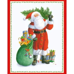 Personalization by Caspari Personalized Holiday Cards|Personalized Christmas Cards|Santa Carrying Tree Personalized Christmas Cards