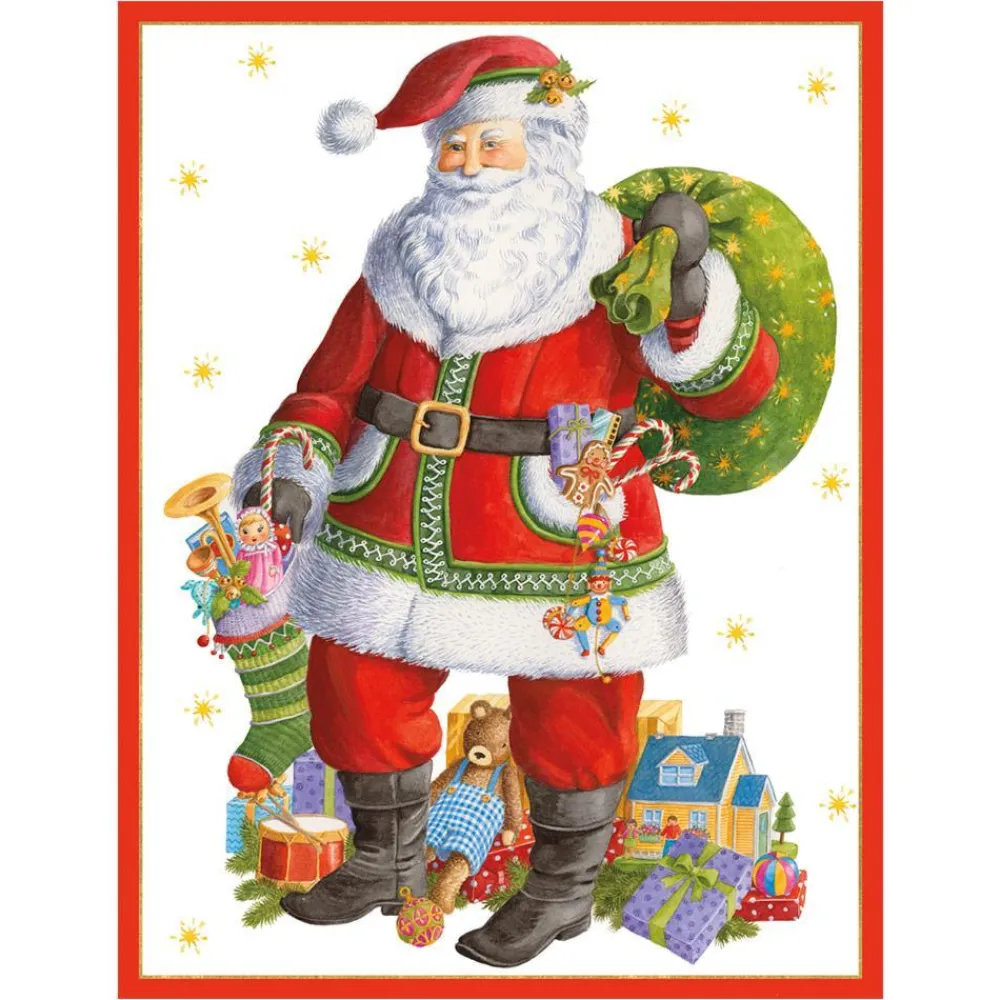 Caspari Christmas And Holiday Cards|Boxed Holiday Cards|Santa Claus Lane Boxed Christmas Cards - 15 Cards & 15 Envelopes