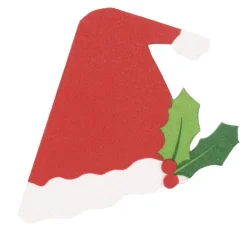 Caspari Christmas Napkins|Santa Hat Die-Cut Paper Linen Party Napkins - 15 Per Package